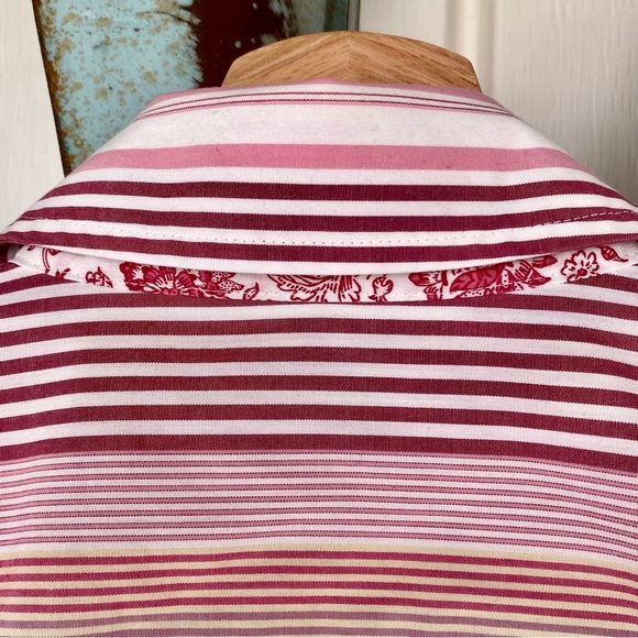 Van Heusen Shirt Womens Large Pink Multicolor Striped Button Up Long Sleeve Top - Picture 5 of 7